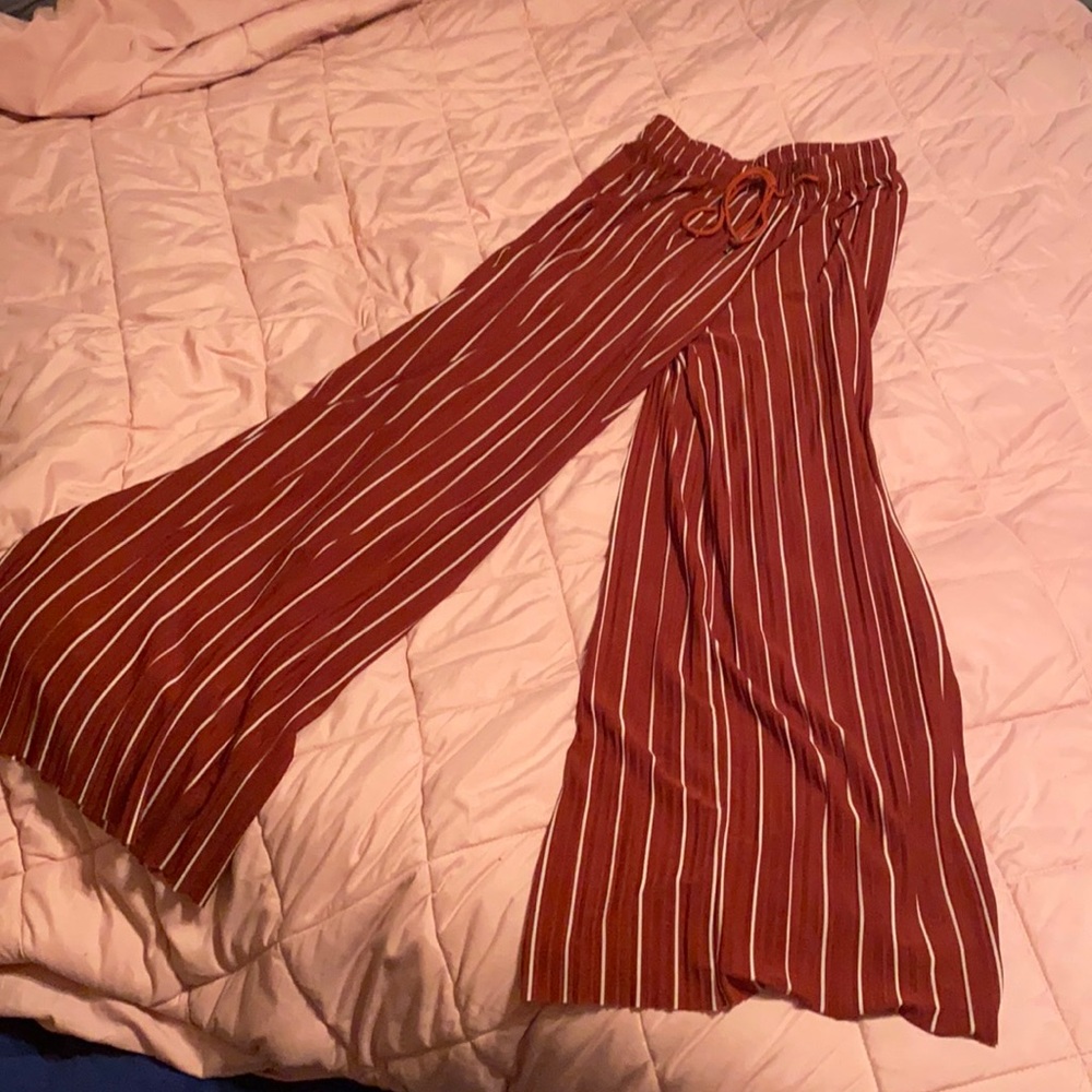 Long wide legged burnt orange pants